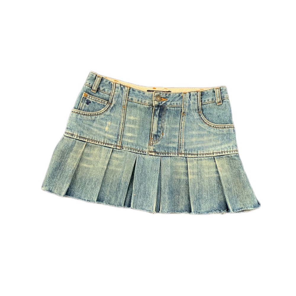 Vintage Y2K American Eagle Denim Pleated Mini Skirt Skort  Preppy 2000s